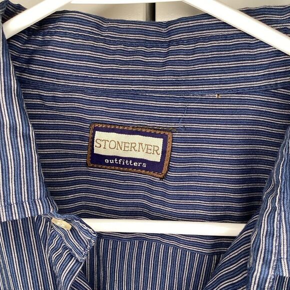 Mens Stoneriver Outfitters pearl snap western / work wear shirt XL Blue striped - Picture 3 of 3